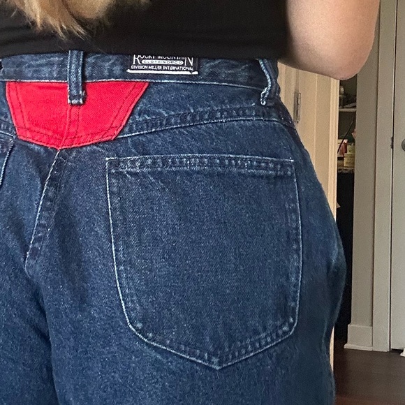 Vintage Red Accent Straight Leg Jeans - Picture 2 of 3